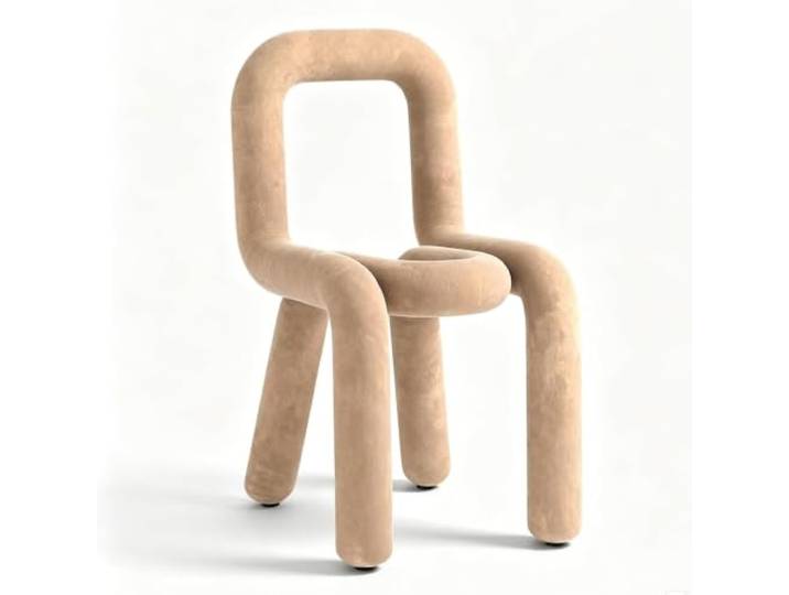 Moderner Kreativer Lounge-Stuhl, Armloser Esszimmerstuhl, Metallrahmen, Samt-Schminkhocker, geeignet for Esszimmer, Schlafzimmer, Büro(Khaki)