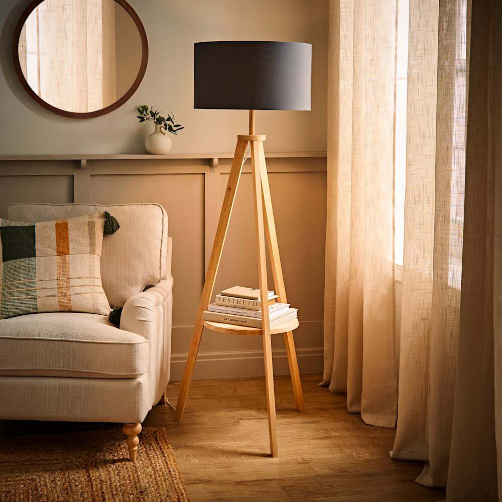 George Oliver 130 H cm Tripod Floor Lamp Grey 130cm H X 14.5cm W X 41.5cm D