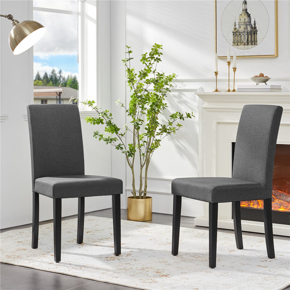 Yaheetech 47.7 cm H Linen and Fabric Parsons Chair Dark Grey 92.5cm H X 46cm W X 57cm D