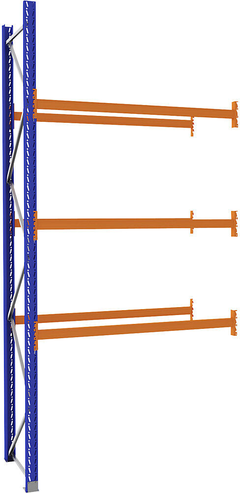 Palettenregal aus Stahl, blau/orange, HxBxT 3990 x 1925 x 900 mm, Anbauregal eurokraft pro