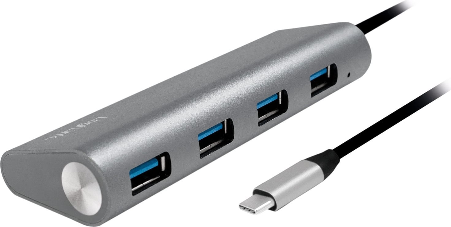 LogiLink UA0309 USB 3.0 hub met USB-C Gen1 aansluiting, 4 poorten, grijs