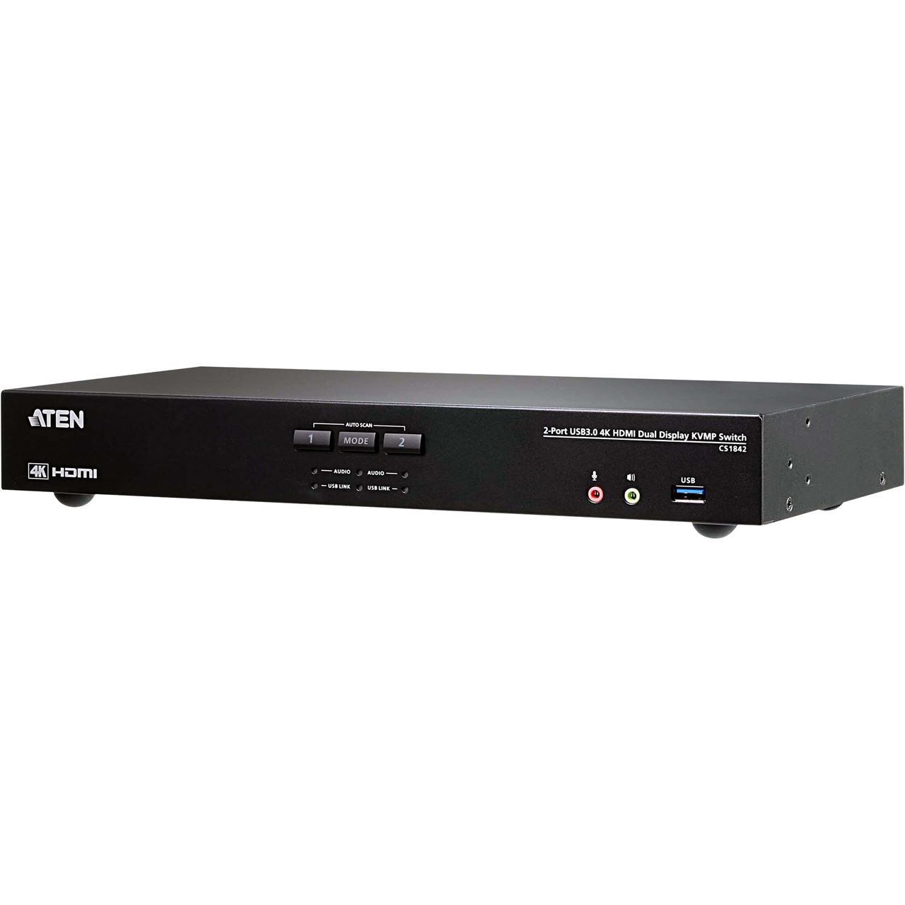 ATEN Technology CS1842 KVMP-Switch 2-fach, 4K HDMI, Dual Display, USB 3.0, Audio