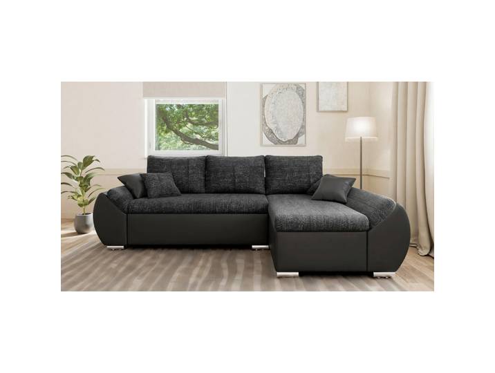 Mid.you Ecksofa Auro, Schwarz, Kunststoff, 275x155 cm, Stoffauswahl, Rücken echt, Wohnzimmer, Sofas & Couches, Wohnlandschaften, Ecksofas
