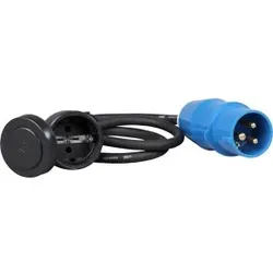 Kopp 147501004 Caravan-Adapterleitung: Eingang: Caravan-Stecker (3p, 16A, 250V, 6h), Ausgang: Schutzkontakt-Kupplung mit Klappdeckel (16A, 250V)