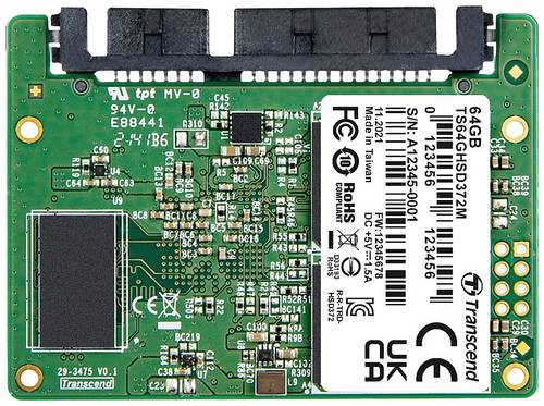 Transcend HSD372M 64GB Interne Half-Slim SSD Industrie SATA III Industrial TS64GHSD372M