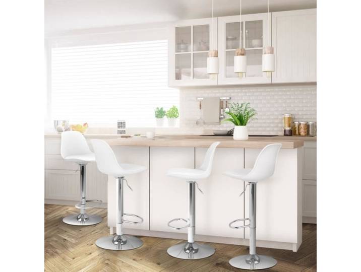 IDMARKET Lot de 4 tabourets de bar KARL design blanc