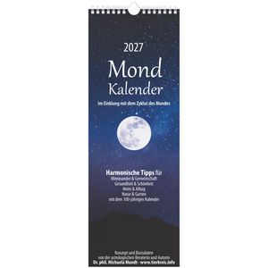 Alpha Mondkalender 117301, Jahr 2027, Streifenkalender, 1 Monat = 1 Seite, 14,8 x 42 cm