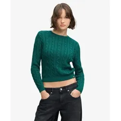 Superdry für Damen. W6110801A Grüner Essentials Cable Pullover (M), Lässig, Wolle, Langarm