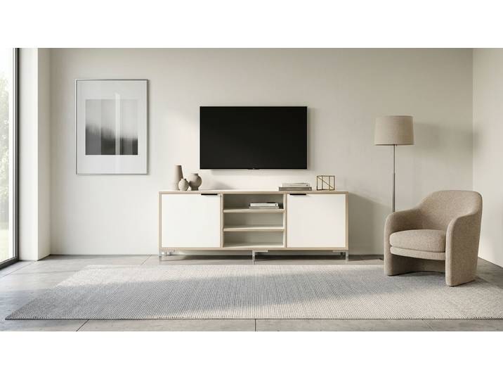 TV Sideboard mit Klapptüren Premium Dekore Weiß Multiplex Kante