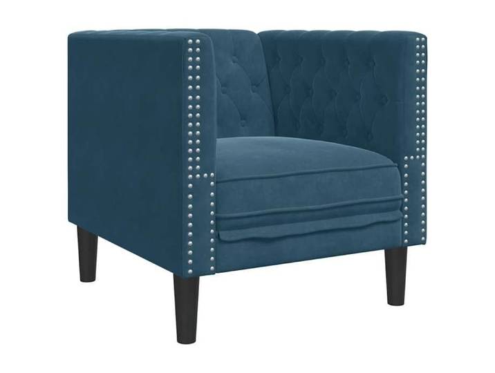 Bleu Fauteuil 1 PC - ZENCORE - Chesterfield bleu velours - 110 kg/par siège(9047)