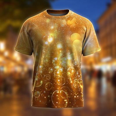 Neujahr Herren glückliches neues Jahr Feuerwerk 2026 Champagner T Shirt Kurzarm T-Shirt 3D-Druck Rundhalsausschnitt Hemd Übertrieben Designer Künstlerisch Club Party Straße Golden Golden 2 Herbst