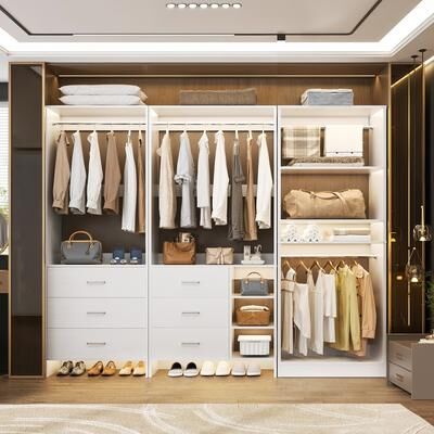 Rackcog Cimly Set of 3 Closet System with 6 Drawers, 79'' Wide Freestanding Closet Organizer