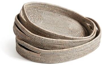 Porch & Petal Burma Rattan Oval Serving Trays