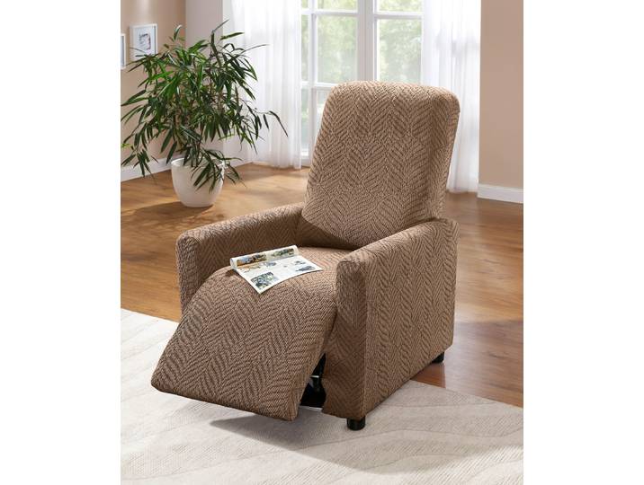 Stretchbezüge mit toller Struktur, Taupe, Größe 105 (TV-Sessel-Bezug)