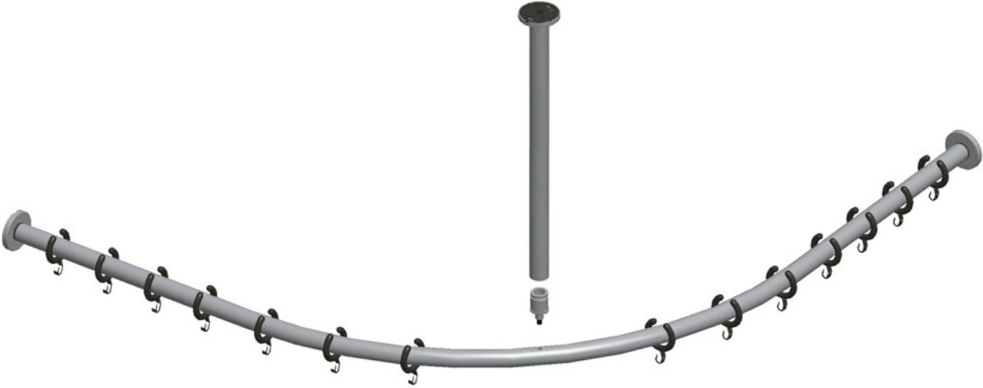 Keuco Brausevorhangstangen-Set Plan verchromt, für Viertelkreis-Dusche 90x90cm (14938010900)