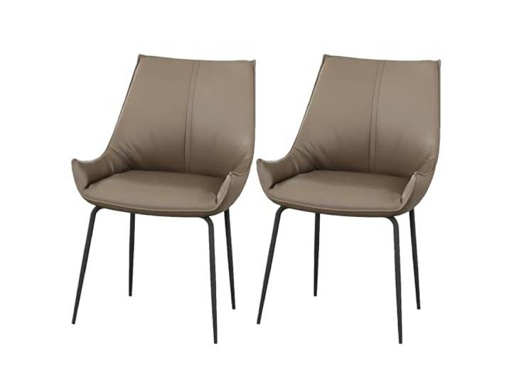 Casa Vital PERFINA Esszimmerstuhl, 2er-Set, B57 x T64 x H90 cm, echtes Rindsleder, Einfache Reinigung und Pflege, Esszimmermöbel, Pulverbeschichtet Metallgestell, 120 kg Tragkraft (Braun)