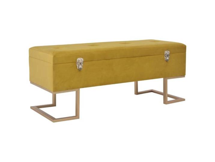 Banc avec compartiment de rangement 105 cm Moutarde Velours 247571