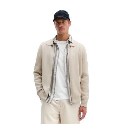 Cardigan MARC O'POLO "aus zertifizierter Bio-Baumwolle", Herren, Gr. M, grau silk, Obermaterial: 100% Baumwolle, unifarben, regular fit, Strickjacken