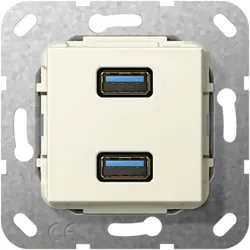 Gira Einsatz USB 3.0 Typ A 2fach Gender Changer (cremeweiß, glänzend)