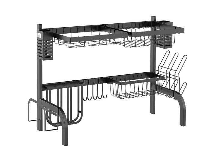 Homcom Égouttoir à vaisselle en acier à 2 niveaux pour évier 65X31,5X52,5 cm Noir