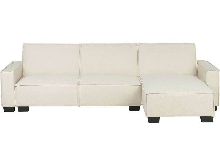 BELIANI Ecksofa Beige Polsterbezug L-Förmig Linksseitig Schlaffunktion Minimalistisch Wohnzimmer