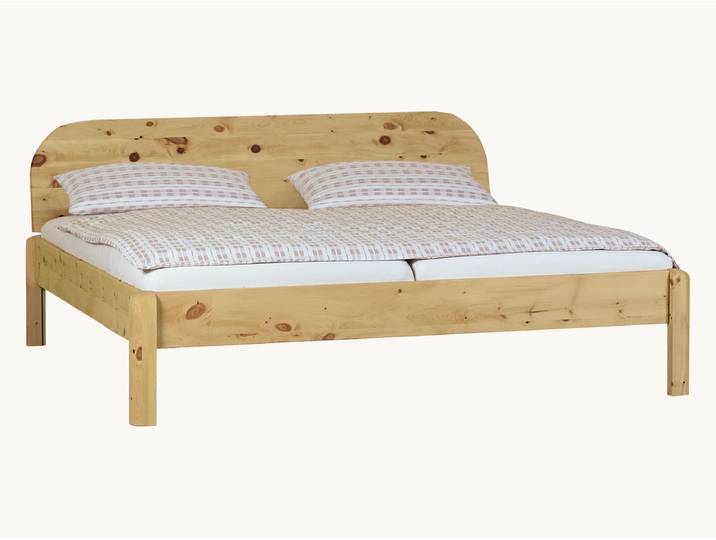 Massivholzbett Pino - 42 cm - 140x200 cm - rund - ohne