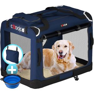 CADOCA Tiertransportbox Gr. S, aus Stoff, 50 x 34 x 36cm, faltbar, blau, Tiere bis 8kg