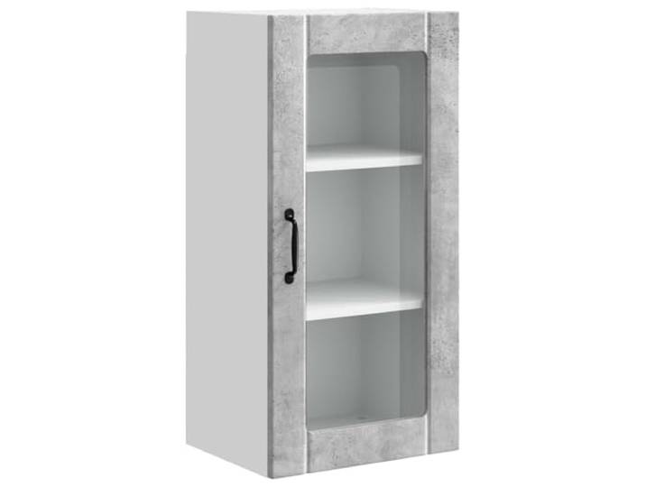 GPWERSDF Wandglas-Schrank Porto Beton Grau 40x31x80 cm Holzwerkstoff Schwebend Montierbar, Platzsparend, Robust, Einfach Reinigbar, Moderne Küche