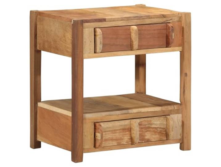 HEFZGDB Rustikaler Beistelltisch aus Massivholz Altholz Eiche mit 2 Schubladen 43x32x46 cm für Wohnzimmer Schlafzimmer