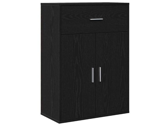 Buffet rectangulaire moderne - - Chêne noir - 79x38x80 cm - Bois d'ingénierie - 1 tiroir - 2 étagères