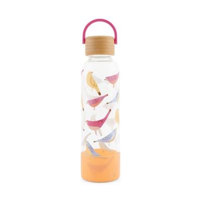 Trinkflasche aus Glas mit Silikoncover, 'Yellow Canary'