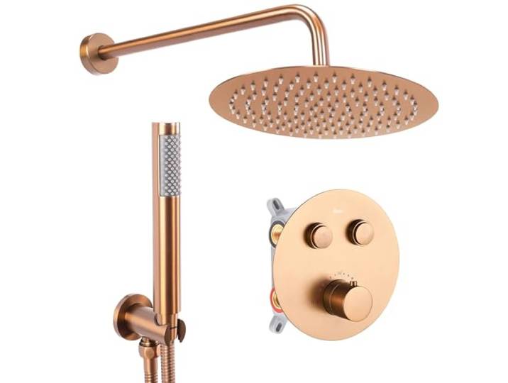 Rea - Ensemble De Douche Encastré Lungo Thermostat\, Brush Copper
