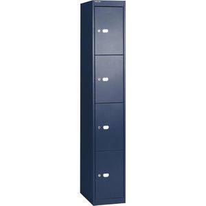 Bisley Schließfachschrank CLK 184, blau, 4 Fächer, Stahl, 30 x 180cm, mit Zylinderschloss