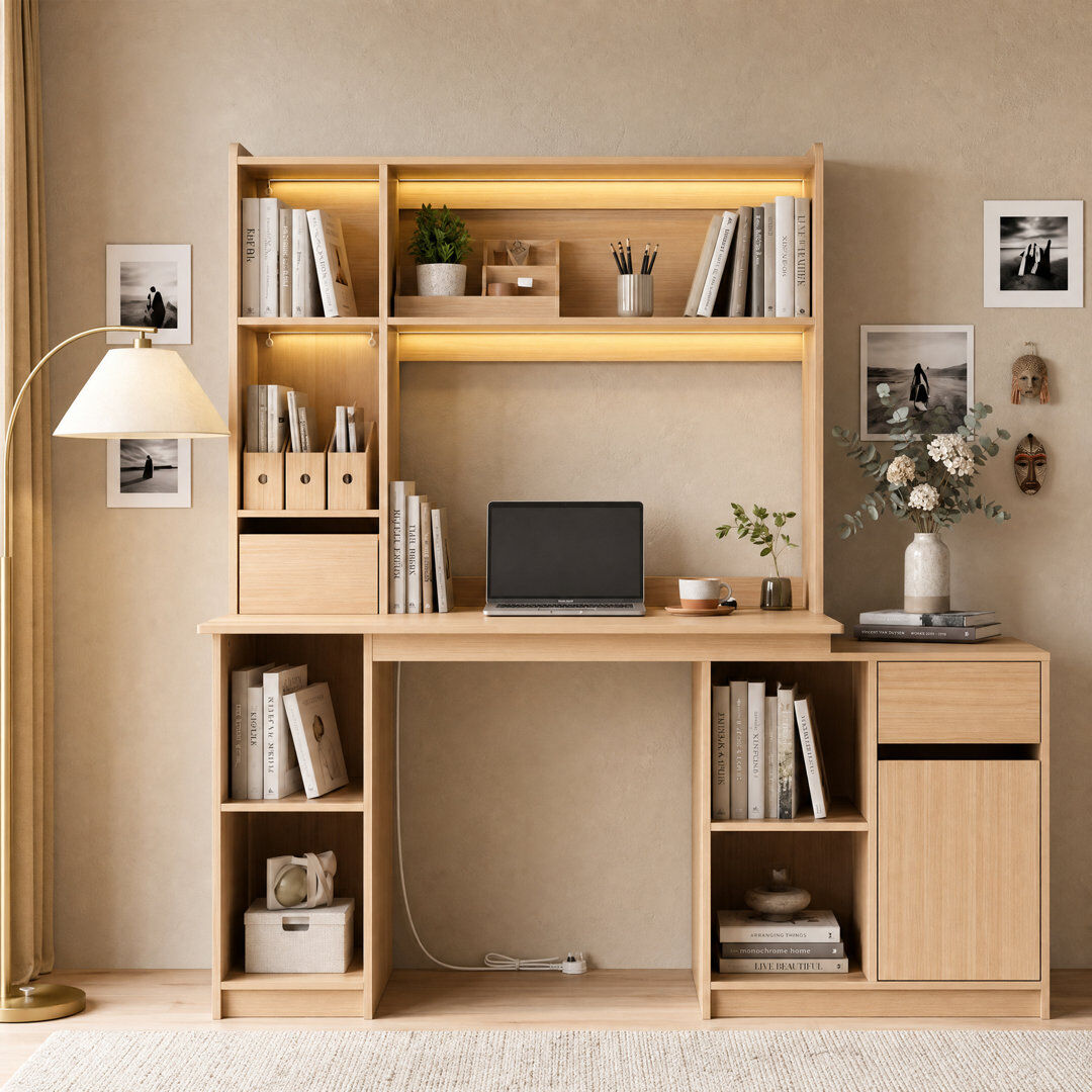 17 Stories MDF Standing Desk Brown 165cm H X 120cm W X 40cm D
