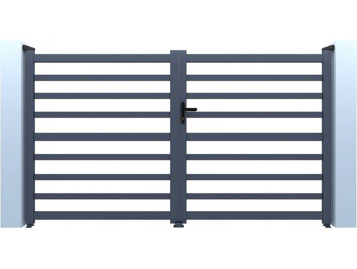 Portail aluminium ajouré Martin - 340 x 180 cm - Gris