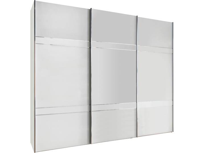 Schwebetürenschrank WIEMANN Rialto , weiss (weiß, glas), B:278,9cm H:217cm T:67cm, Schränke, Schwebetürenschrank, hochwertige Glasfront mit Querriegeln