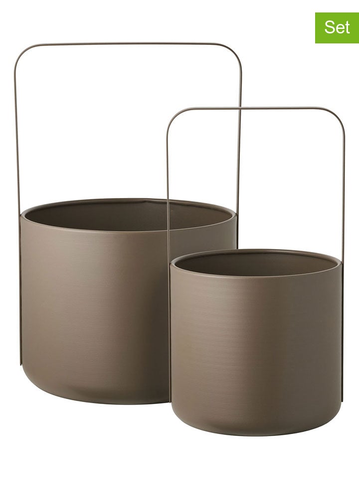 House Nordic 2er-Set: Blumentöpfe in Braun - onesize