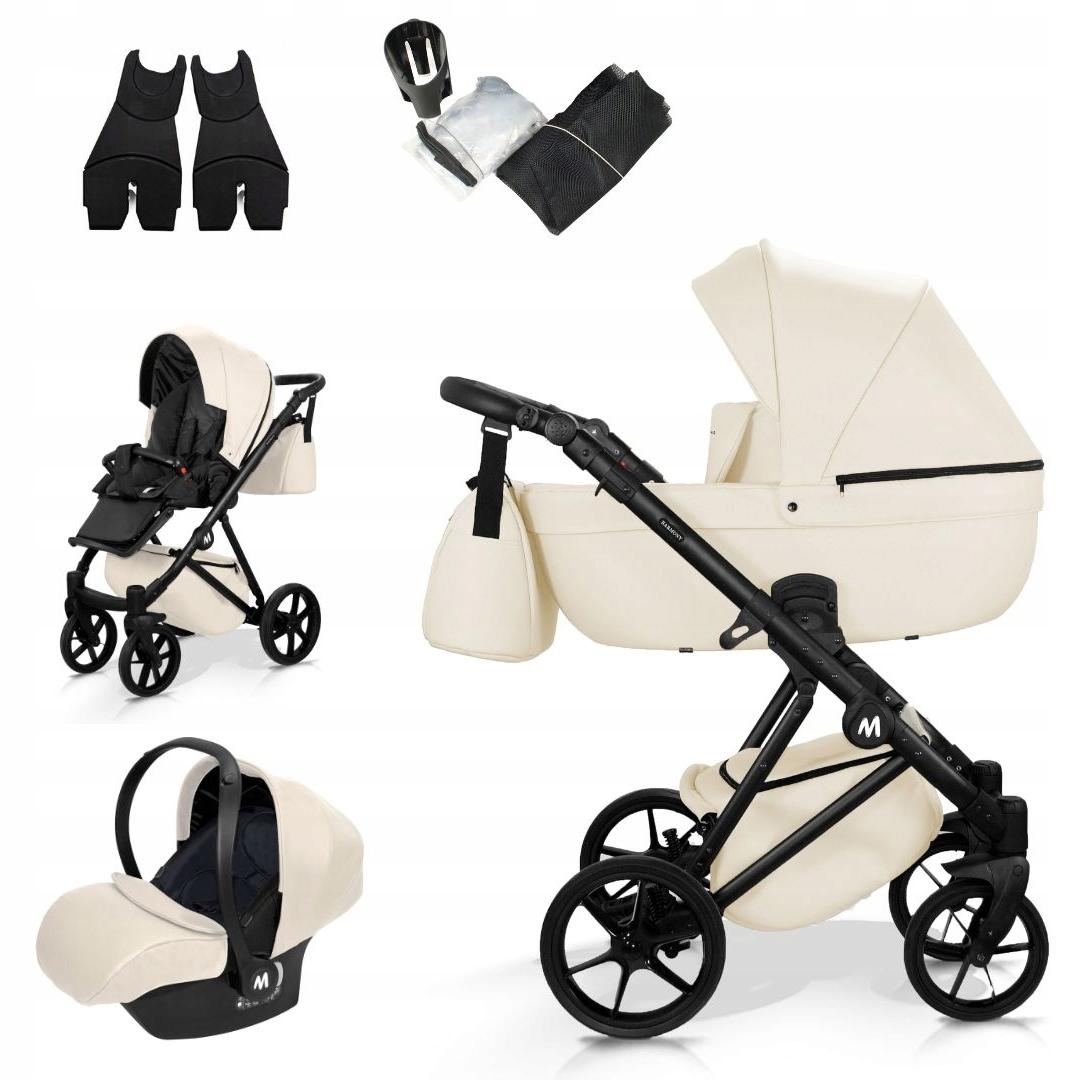 Mommo Harmony 3-in-1 Kombikinderwagen Vanille Kunstleder mit Babyschale