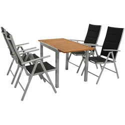 Garnitur VAIL 5-teilig, Alu + Akazie + Kunstgewebe schwarz