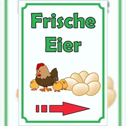 HB-Druck Werbeaufkleber Eier mit Pfeil rechts Aufkleber Hochkant A0 (841x1189mm)