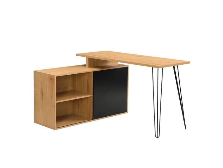 Livetastic Eckschreibtisch, Braun, Holzwerkstoff, rechteckig, Haarnadel, 110x74.5x130 cm, Stauraum, Regal, Büromöbel, Schreibtische, Eckschreibtisch