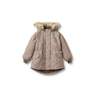 Winterjacke WHEAT "WHEAT Jacket Mathilde", Mädchen, Gr. 110, dry wood snow flowers, 100% Polyester, normal, ohne Ausschnitt, Jacken Winterjacke, winddicht