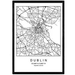 POSTER Dublin Stadtkarte – Nordisch A3 Schwarzer Rahmen