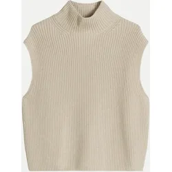 Ärmelloser Strickpullover Beige L