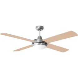Deckenventilator Ventilator Holzleuchte Lampe Wohnzimmerlampe Küche, Fernbedienung Flügel wendbar 2flammig 3 Stufen, Landhausstil Metall Glas MDF Holzoptik, 2x E27 Fassungen, DxH 132x41cm