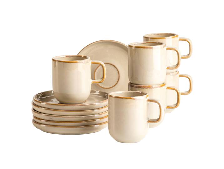 Espressotassenset Cordelia 12-teilig 25 x 16 x 25cm Beige/Beige