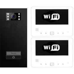 WLAN & App gesteuerte Türsprechanlage Einfamilienhaus Türstation XD-1 Premium Black Steel + 2x Monitor XD-7 IP-BUS Technologie