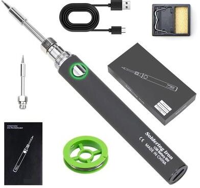 Uplifted Goods Cordless USB Soldering Iron Pen With 3 Tips grey