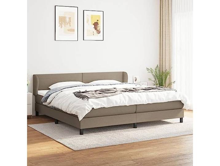 RJPLMFV Lattenrost, gepolstert, 200 x 200 cm, mit Matratze, Taupe Atmungsaktiver Stoff, verstellbarer Kopf, Taschenfedern, mittlere Unterstützung