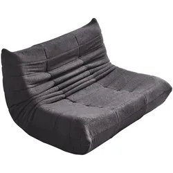 OKWISH Doppel-Beanbag-Sofa aus Teddy-Fleece in Grau, 149x114x82 cm, oversized Loungesofa für Lesen und Entspannen